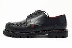 H1002 Black Leather Interlace T.U.K. RED Creeper Men