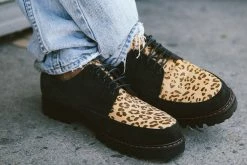 H1003 Black Suede Leopard T.U.K. RED Creeper