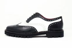 H2002 Black & White Leather Pointed T.U.K. RED Wingtip