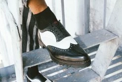 H2002 Black & White Leather Pointed T.U.K. RED Wingtip