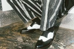 H2002 Black & White Leather Pointed T.U.K. RED Wingtip