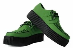 V9942 Women Jade Green Faux Suede D-Ring Creeper