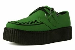V9942 Women Jade Green Faux Suede D-Ring Creeper