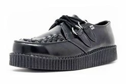 F6806 Black Leather Viva II Low Creeper Women