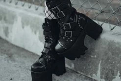 T2305 Black 4-Buckle Anarchic Moto Boot