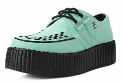 V9809 Mint Faux Suede D-Ring Interlace Creeper Women