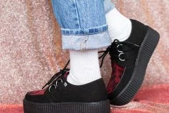 V9973 Black & Burgundy Leopard D-Ring Mondo Creeper