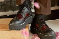 A9886 Black & Burgundy Double Decker Brogue Women