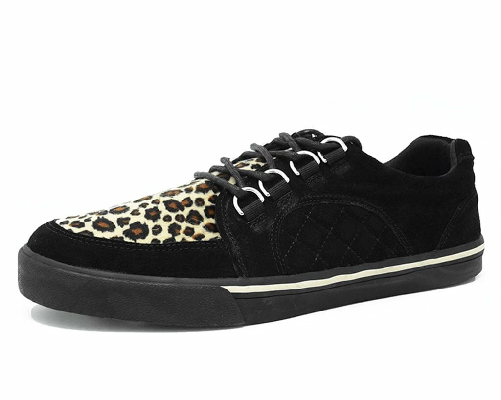 A9927 Black Suede & Leopard Quilted Interlace Sneaker Men