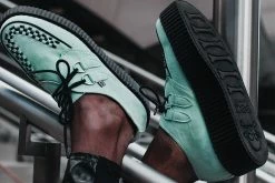 V9809 Mint Faux Suede D-Ring Interlace Creeper Women