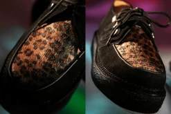 D9761 Women Black Suede & Leopard 1970 Original Creeper