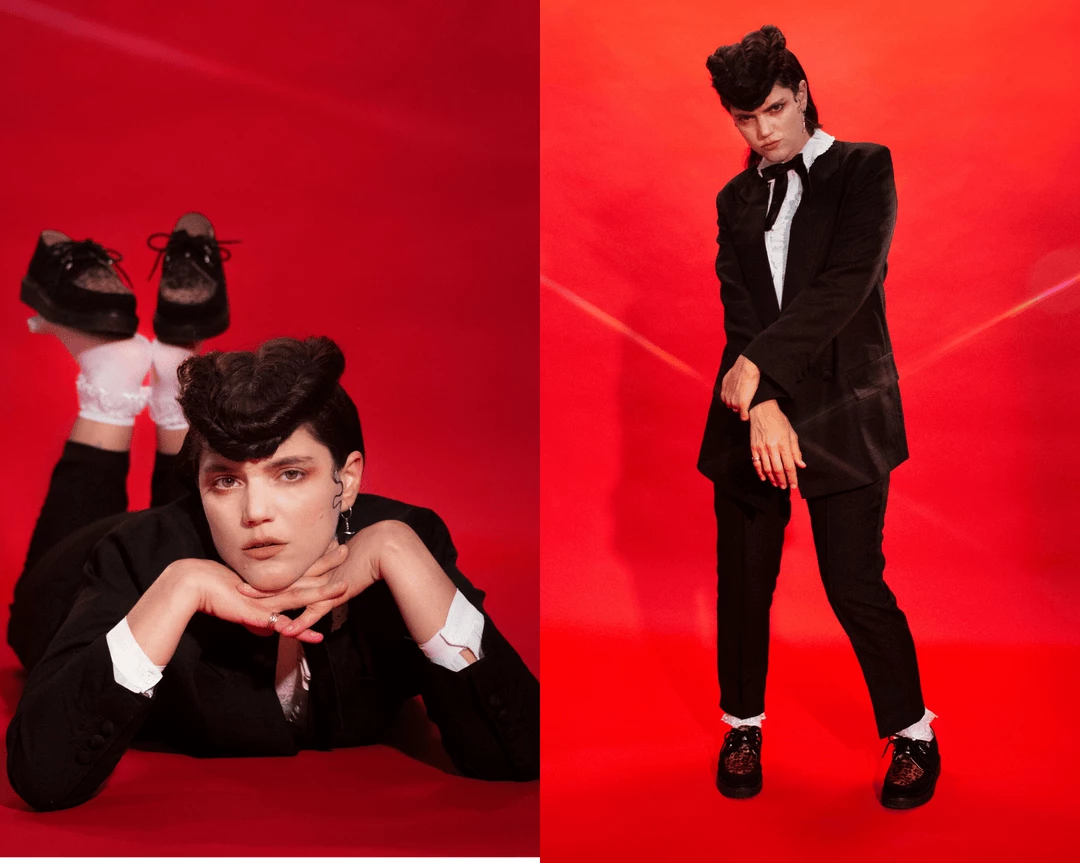 D9761 Women Black Suede & Leopard 1970 Original Creeper