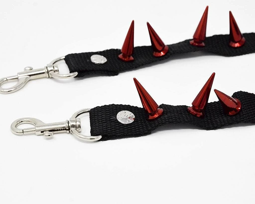 SA14 Spiked Red Bondage Shoe Straps Vegan