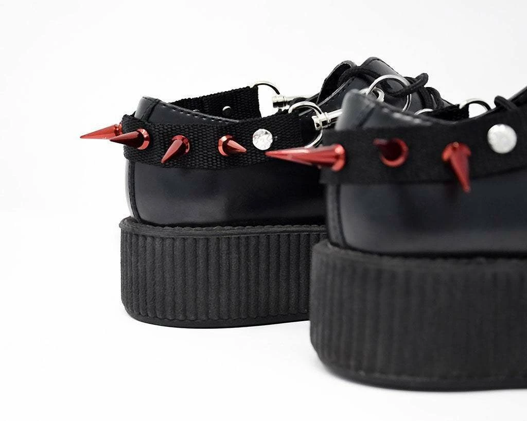 SA14 Spiked Red Bondage Shoe Straps Vegan