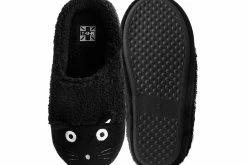 SL03 Black Fuzzy Kitty Slipper