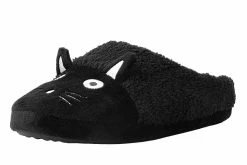SL03 Black Fuzzy Kitty Slipper