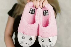 SL04 Pink & White Fuzzy Kitty Slipper