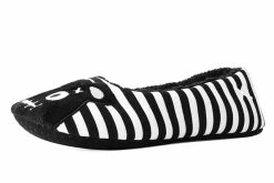SL06 Women Black & White Striped Punk Panda Slipper