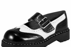 T1035 Black & White Brogue Mary Jane Women