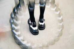 T1035 Black & White Brogue Mary Jane Women