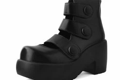 T2303L Black Bubble 3-Strap Anarchic Mary Jane Platform