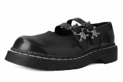 T2307 Anarchic Black TUKskin⢠2-Skull Buckle Mary Jane