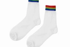 TSK1041 Vegan White Sheer Rainbow Sock