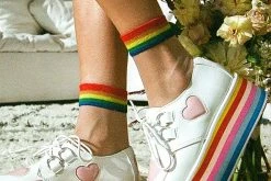 TSK1041 Vegan White Sheer Rainbow Sock