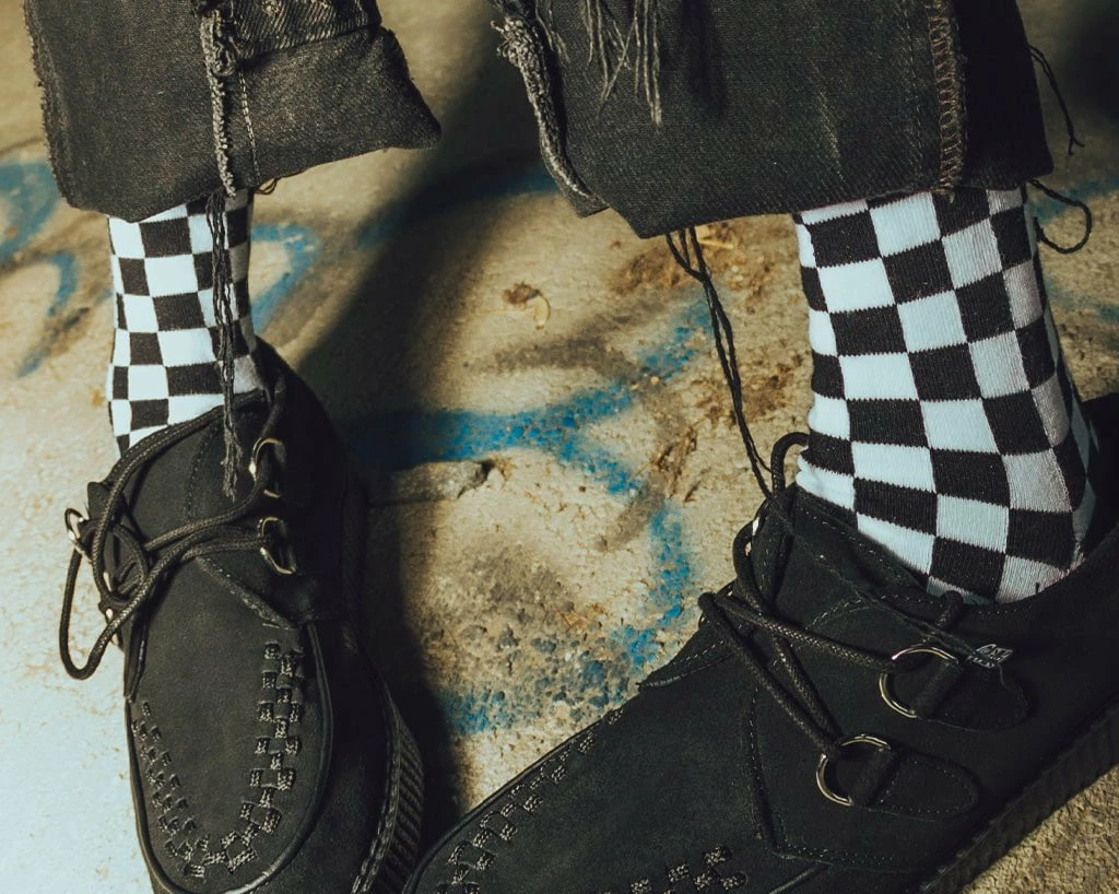 TSK1046 Black & White Checker T.U.K. Men’s Sock