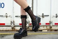 TSK1069 Black Lace Crew Sock