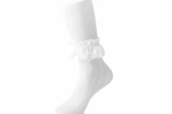 TSK1070 White Lace Crew Sock Women