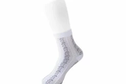 TSK1078 White Stripe Floral Sheer Sock Vegan