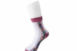 TSK1079 Blush Stripe Floral Sheer Sock Vegan