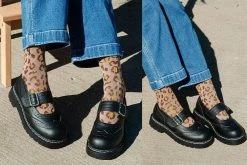 TSK1099 Vegan Leopard Khaki Crew Sock