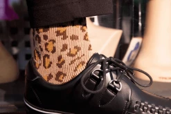 TSK1099 Vegan Leopard Khaki Crew Sock