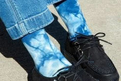 TSK1110 Tie-Dye Blue Women's Crew Sock Vegan