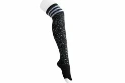 TSK1125 Black Varsity Rhinestone Over-The-Knee Sock
