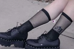 TSK1130 Black Ribbed Glitter Sock Women