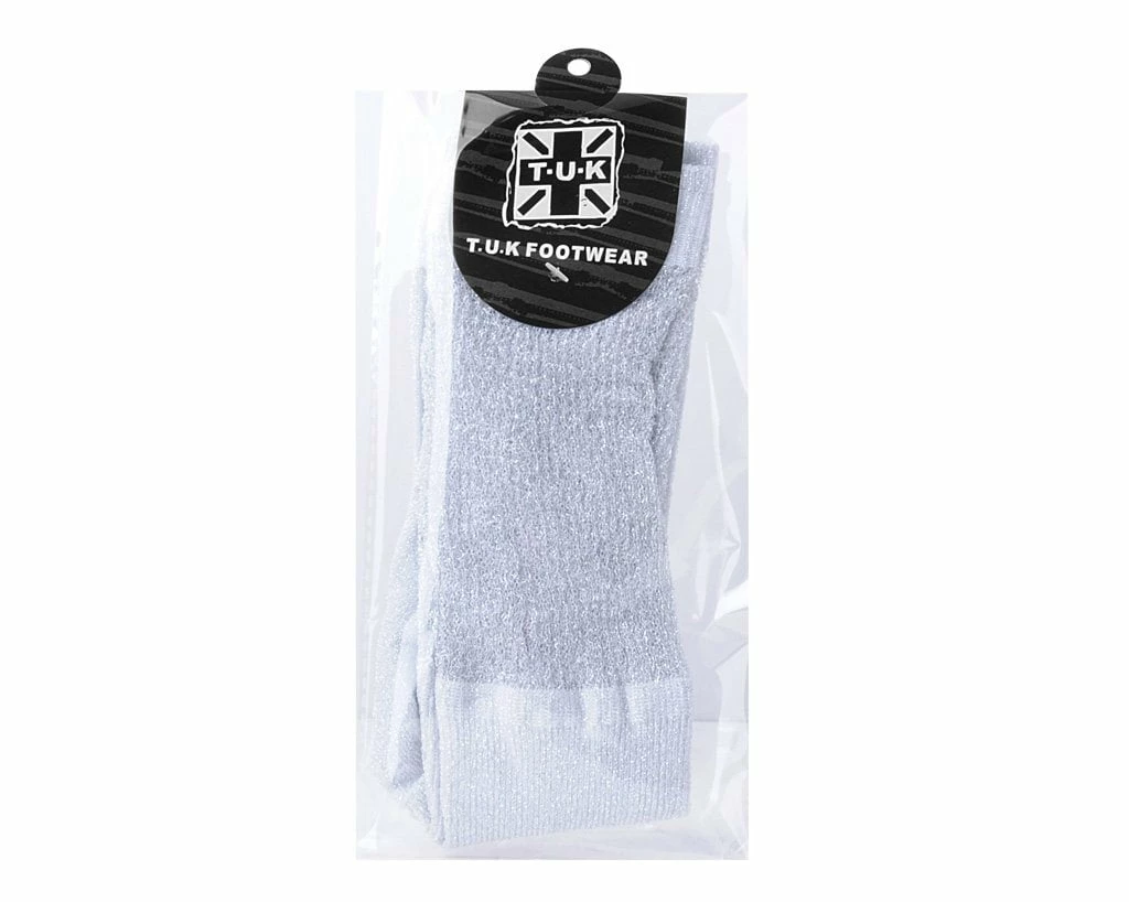 TSK1132 Women Silver Ribbed Glitter Sock