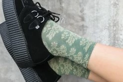 TSK1136 Women Sage Filigree Mesh Sock
