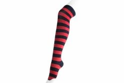 TSK1142 Red & Black Striped Thigh High Sock