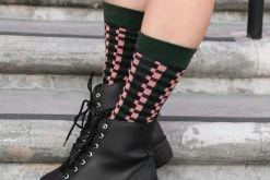 TSK1148 Women Multicolor Houndstooth Knee-High Sock