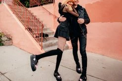 V3026 Back In Stock Black TUKskin™ & Pink Heart Mondo Creeper