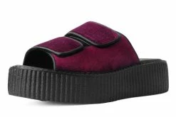 V3029L Burgundy Velvet 2-Strap Slide Sandal Women