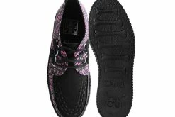 V3036 Women Black & Pink Floral D-Ring Viva Creeper