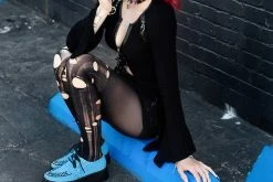 V3073 Dusty Blue Faux Suede Mondo Creeper