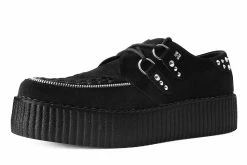 V3075 Black Suede Zipper Studded Mondo Creeper New Arrivals