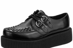 V6802 Women Black Leather Viva Creeper