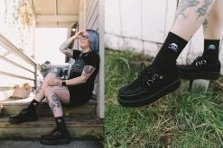 V7757 Black Suede Viva Mondo Creepers Women