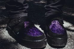 V9685 Black & Purple Leopard Monk Buckle Viva Mondo Creeper